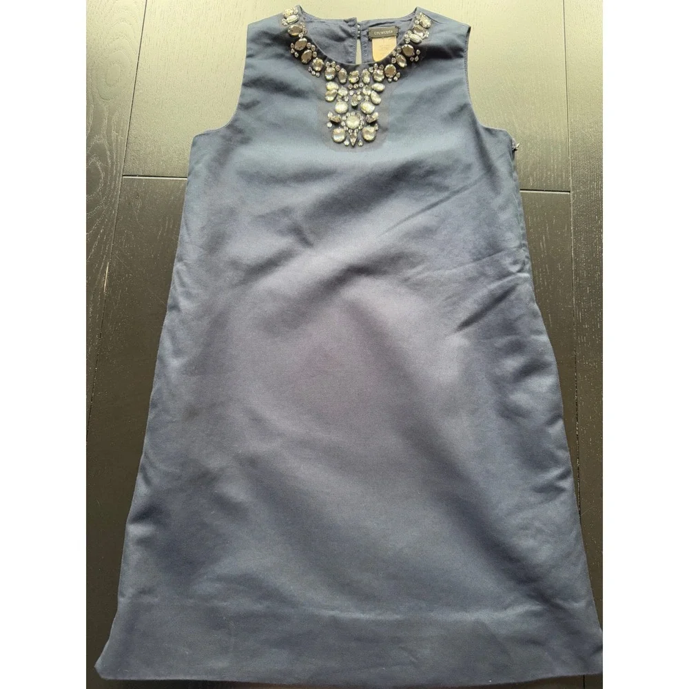 Crewcuts J. Crew Jeweled Dress Girls 7 Navy Sleeveless‎ Side Pockets Party XMAS